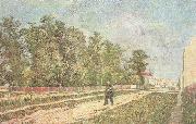 Vincent Van Gogh Outskirts of Paris:Road with Peasant Shouldering a Spade (nn04) Spain oil painting artist
